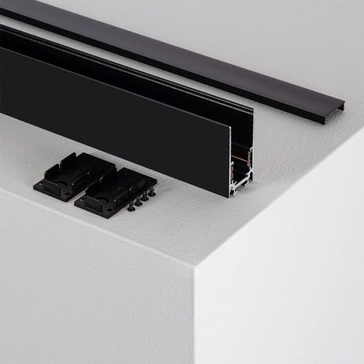 BINARIO LINEARE ESTERNO IN ALLUMINIO NERO PER TRACK LIGHTS MAGNETICHE DC 48V 2MT GF-3-2M - 8