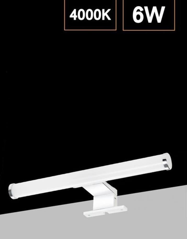 LAMPADA LED DA SPECCHIO 6W BAGNO LUCE 4000K IP44 TONDO ARGENTO DOPPIA ISTALLAZIONE 400PC-AN - 5
