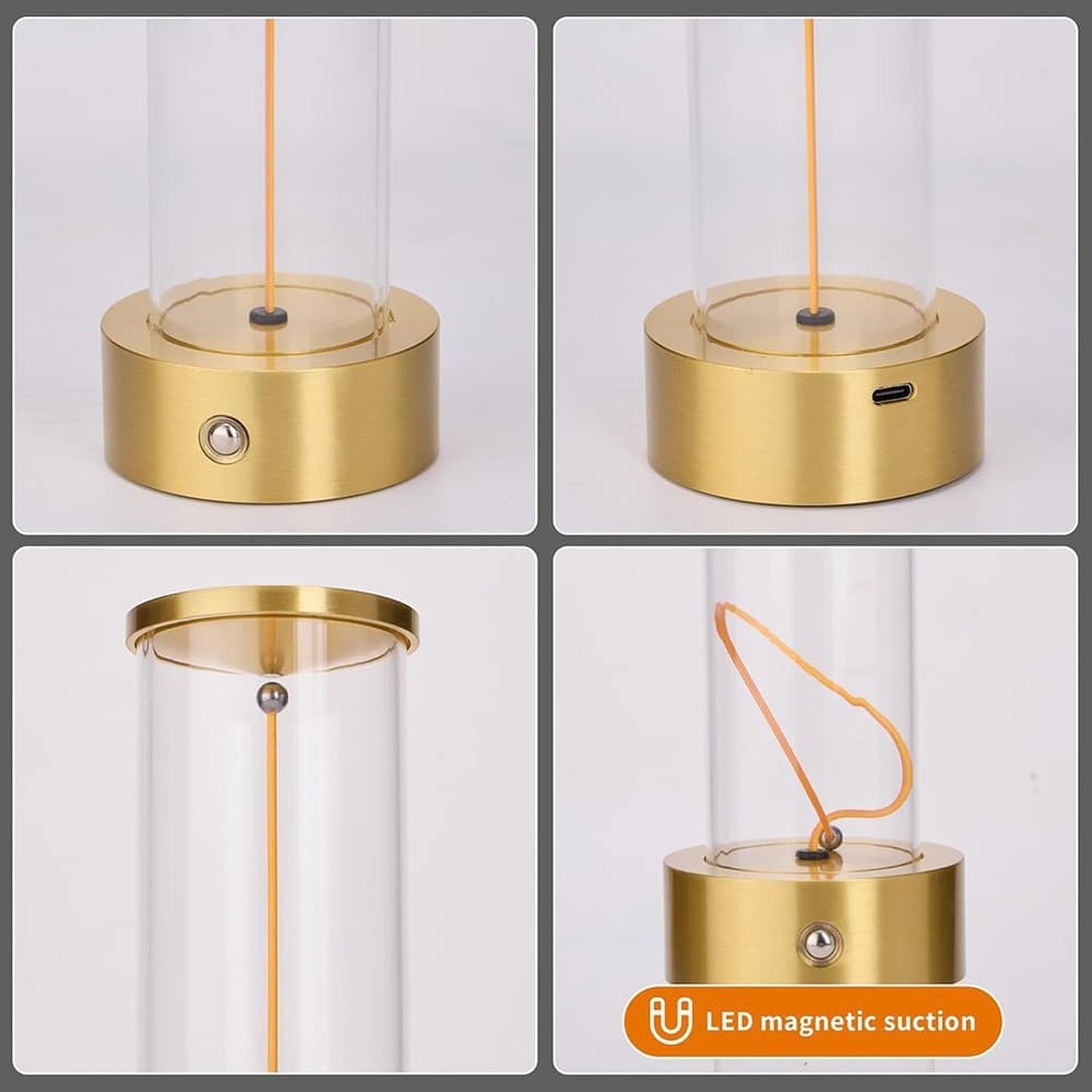 LAMPADA DA TAVOLO SCRIVANIA LED 3W FILAMENTO FLESSIBILE MAGNETICO LUME RICARICABILE D39 - 22
