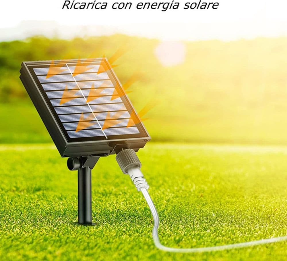 STRISCIA LUMINOSA LED 10MT CON PANNELLO SOLARE PICCHETTO CATENA LUCE DECORAZIONI KYP-10 - 6