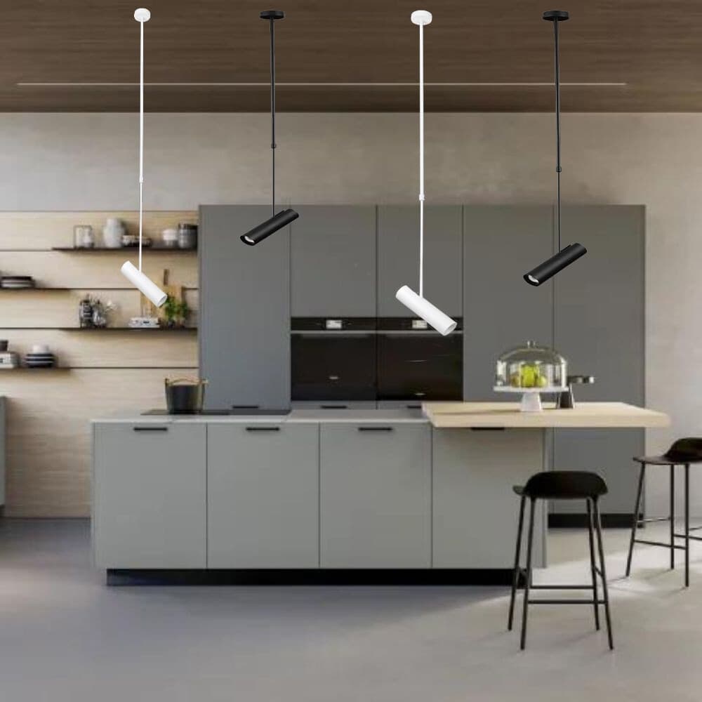 LAMPADARIO PORTAFARETTO PENDENTE A SOSPENSIONE LAMPADA A CILINDRO GU10 ASTA REGOLABILE 209 - 2