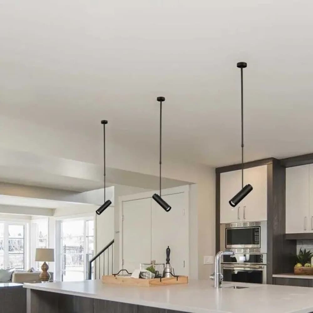 LAMPADARIO PORTAFARETTO PENDENTE A SOSPENSIONE LAMPADA A CILINDRO GU10 ASTA REGOLABILE 209 - 12