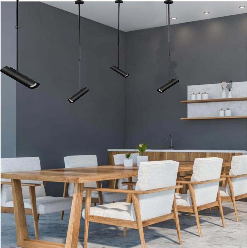 LAMPADARIO PORTAFARETTO PENDENTE A SOSPENSIONE LAMPADA A CILINDRO GU10 ASTA REGOLABILE 209 - 14