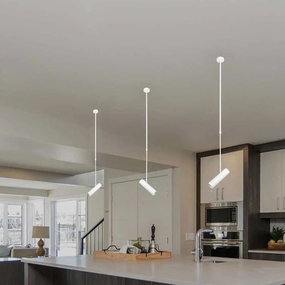 LAMPADARIO PORTAFARETTO PENDENTE A SOSPENSIONE LAMPADA A CILINDRO GU10 ASTA REGOLABILE 209 - 5