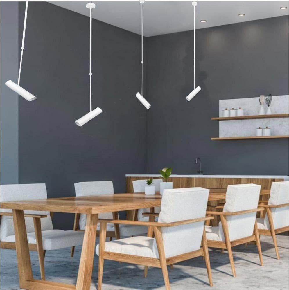 LAMPADARIO PORTAFARETTO PENDENTE A SOSPENSIONE LAMPADA A CILINDRO GU10 ASTA REGOLABILE 209 - 7