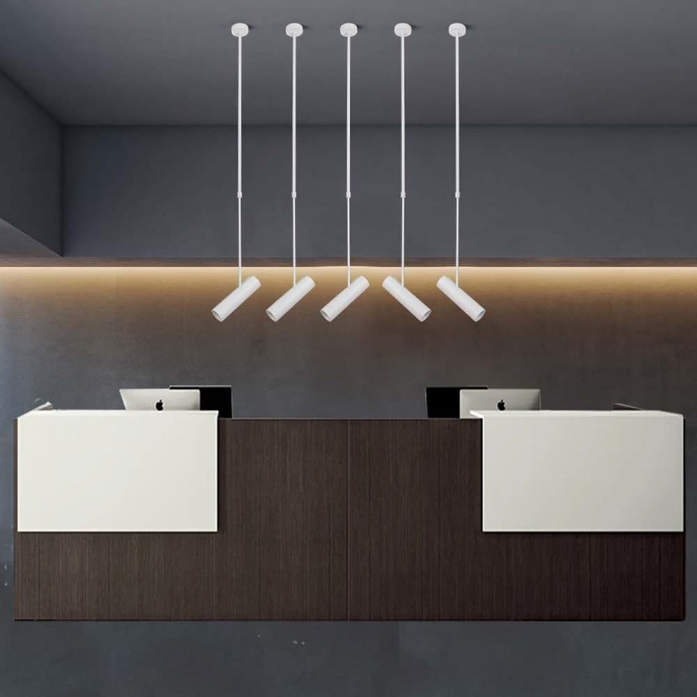 LAMPADARIO PORTAFARETTO PENDENTE A SOSPENSIONE LAMPADA A CILINDRO GU10 ASTA REGOLABILE 209 - 8