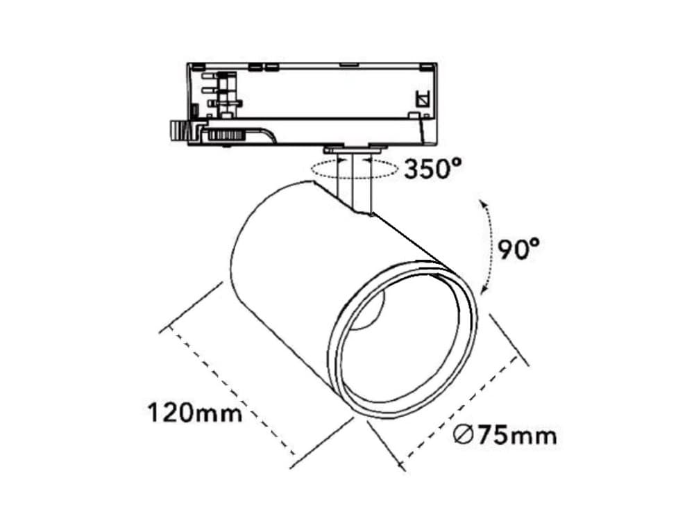 FARETTO LED PER BINARIO TRIFASE 30W LAMPADA ORIENTABILE LUCE NATURALE CALDA IP20 GD19C20 - 16
