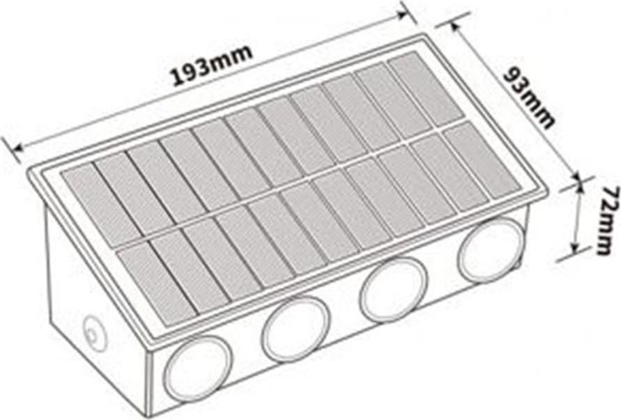 APPLIQUE SOLARE LED ESTERNO GIARDINO A PARETE CON SENSORE LUCE CALDA 3000K IP65 EWG-08T-C - 4