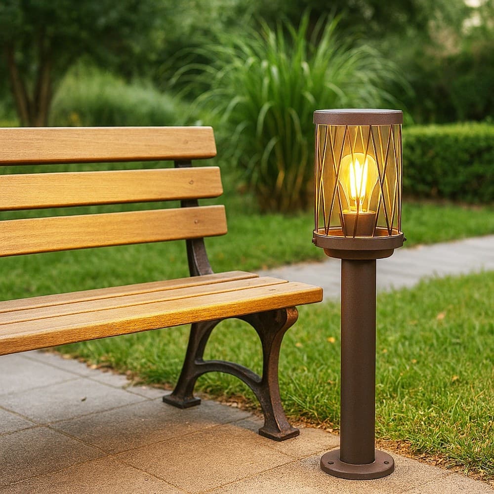 LAMPIONCINO DA ESTERNO IN ALLUMINIO ROSSO RUGGINE DA GIARDINO MODERNO E27 IP44 PT-01 - 7