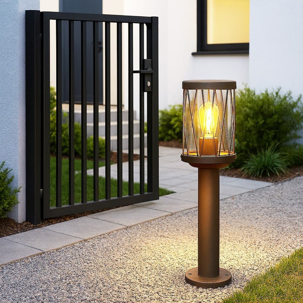 LAMPIONCINO DA ESTERNO IN ALLUMINIO ROSSO RUGGINE DA GIARDINO MODERNO E27 IP44 PT-01 - 8