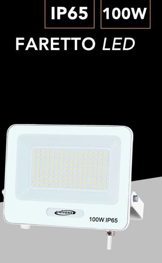 FARO PROIETTORE SMD LED FLOODLIGHT 100W SLIM IP65 BIANCO LUCE 3000K 4000K 6500K EK05-100W-B - 4