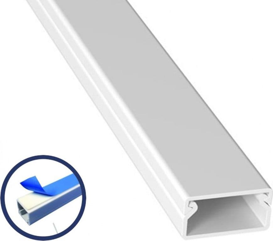 10 PZ PROFILI CANALINA PASSACAVI CON BIADESIVO IN PVC COLORE BIANCO 2MT 24.5X15.5MM - 3