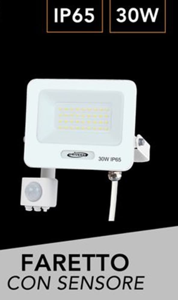 FARETTO LED 30W CON SENSORE MOVIMENTO PROIETTORE DA ESTERNO LUCE 6500K IP65 EK05-SEN-30 - 5