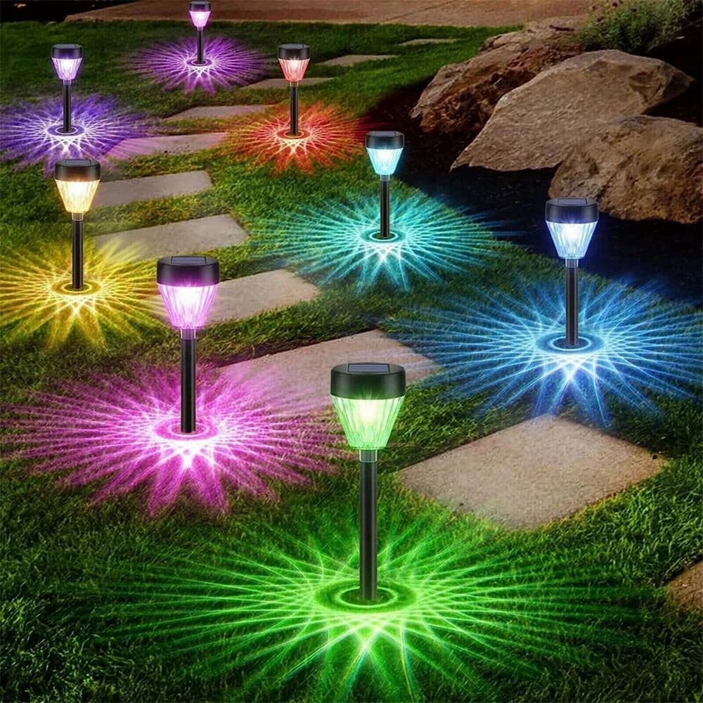 PICCHETTO LED FARETTO PANNELLO SOLARE RGB + CALDO 3000K LAMPADA DECORATIVA IP54 ZQ-FY-T26 - 6
