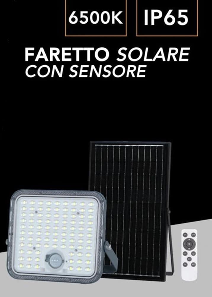 FARETTO FARO CON PANNELLO SOLARE 420W 4200LM CON SENSORE PIR IP65 LUCE 6500K TK-N420-F - 3