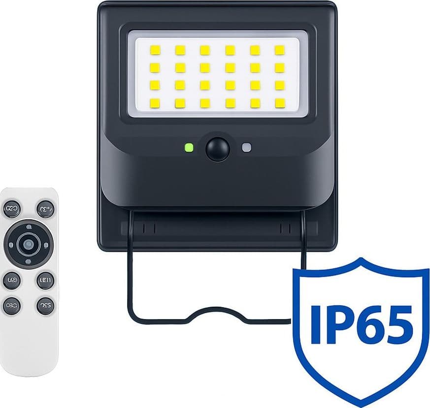 LAMPIONE FARO CON PANNELLO SOLARE 50 WATT SENSORE CREPUSCOLARE LUCE FREDDA IP65 ES-P-50F - 6