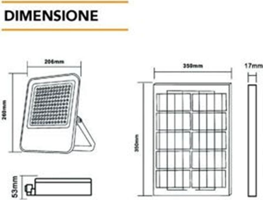 FARO LED PROIETTORE DA ESTERNO 180W CON PANNELO SOLARE LUCE FREDDA 7000K SL-801-200-7000K - 4