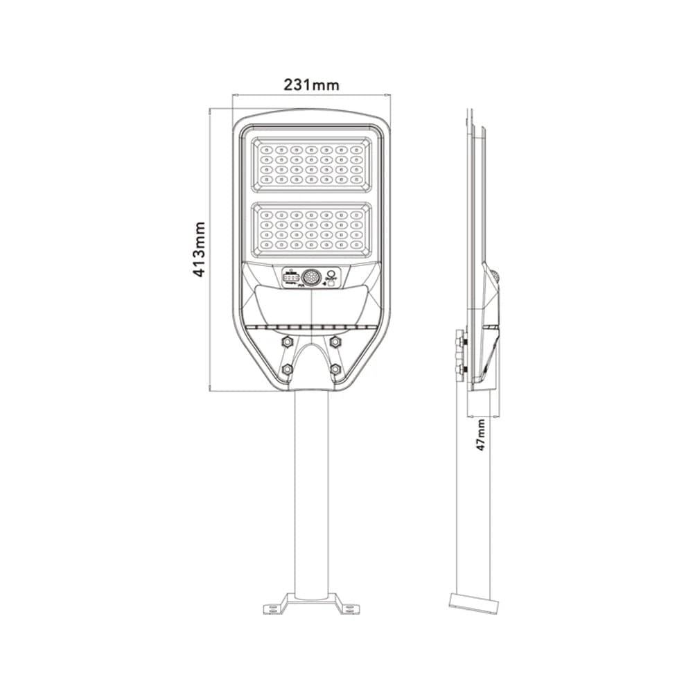 LAMPIONE STRADALE LED PANNELLO SOLARE CON SENSORE PIR LUCE FREDDA 6500K IP65 J02-70W-F - 3