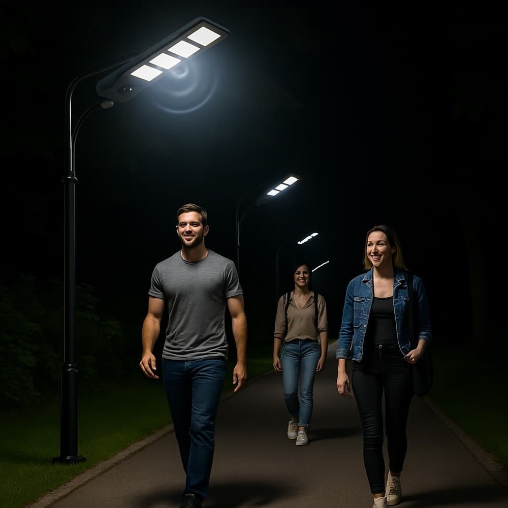 LAMPIONE FARO LED SOLARE 100W 160W 220W 300W CON SENSORE CREPUSCOLARE PROSSIMITÀ ES-P-F - 24