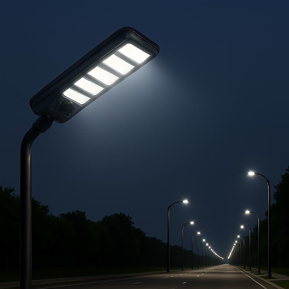 LAMPIONE FARO LED SOLARE 100W 160W 220W 300W CON SENSORE CREPUSCOLARE PROSSIMITÀ ES-P-F - 30