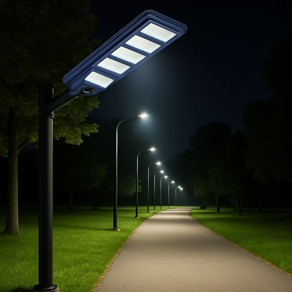 LAMPIONE FARO LED SOLARE 100W 160W 220W 300W CON SENSORE CREPUSCOLARE PROSSIMITÀ ES-P-F - 31