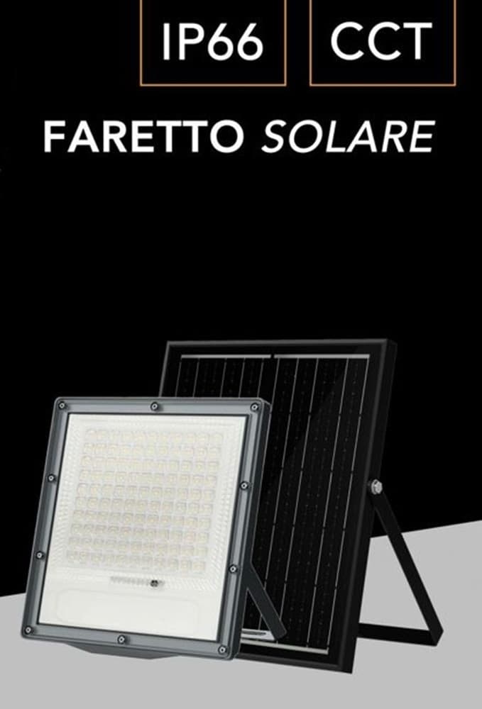 FARETTO PROIETTORE CON PANNELLO SOLARE LED IP66 100W LUCE SELEZIONABILE CCT SFL516-100W-3C - 3