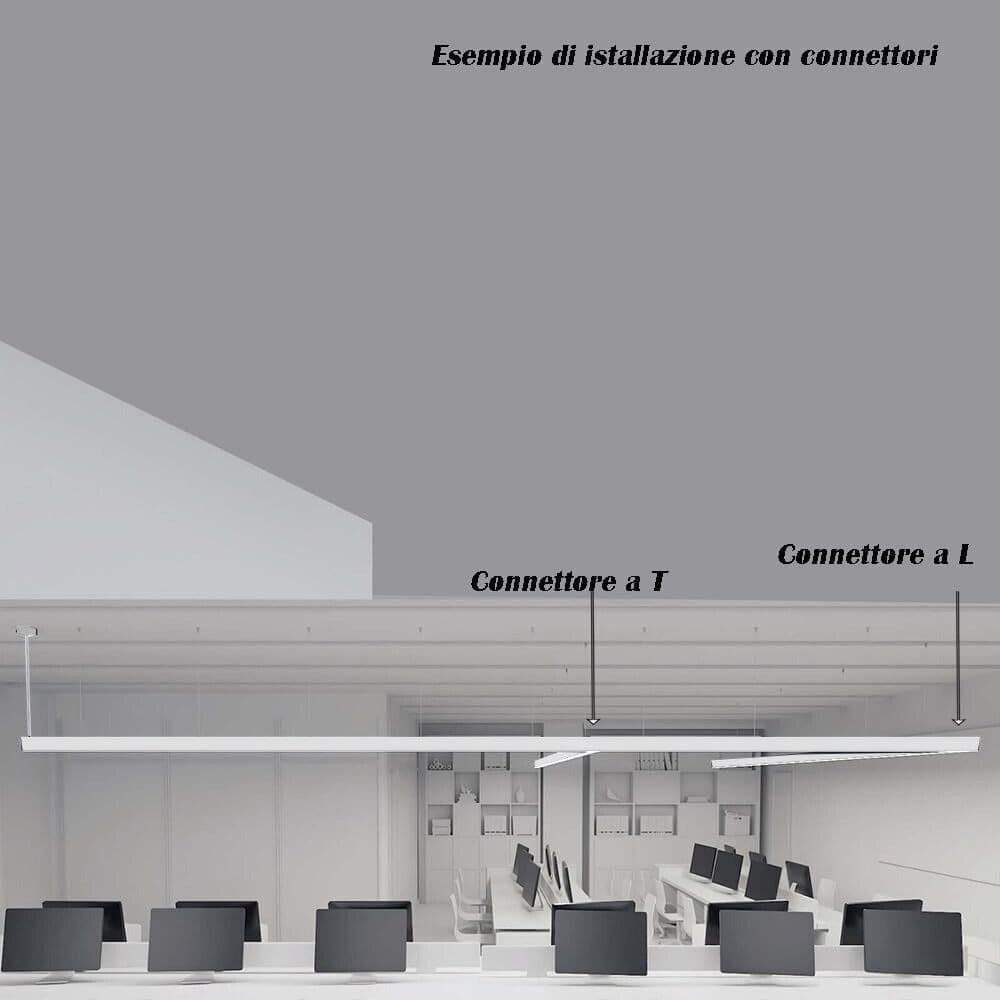 LAMPADARIO LED LINEARE A SOSPENSIONE SOFFITTO 40W MODULARE TECNOLOGIA CCT LL57-120C-3C - 15