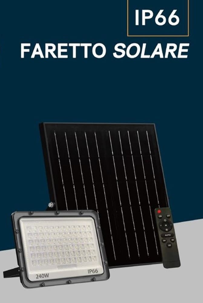 FARO LED DA ESTERNO CON PANNELLO SOLARE 240W IP66 TELECOMANDO LUCE REGOLABILE SF319-240-3C - 4