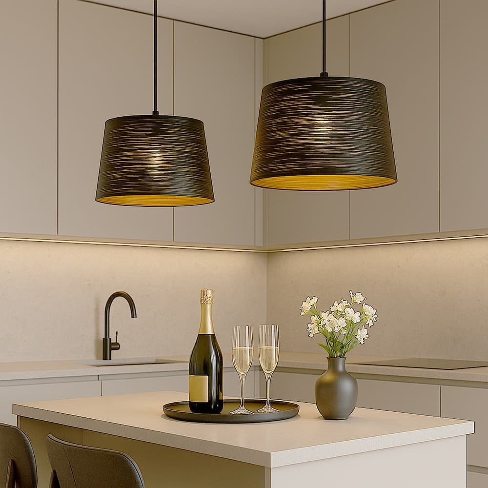 LAMPADARIO MINIMAL A SOSPENSIONE IN METALLO OPACO CON INTERNO RAMATO ATTACCO E27 IP20 A73 - 11