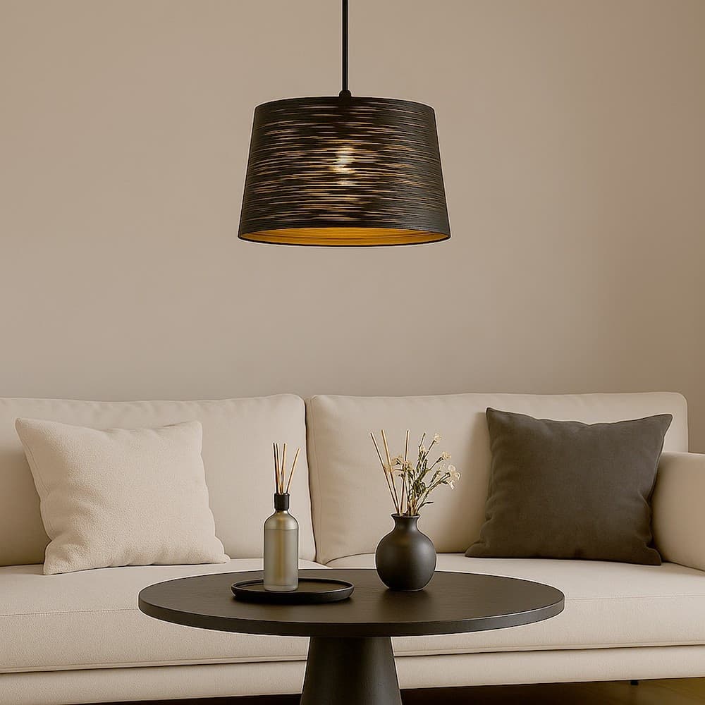 LAMPADARIO MINIMAL A SOSPENSIONE IN METALLO OPACO CON INTERNO RAMATO ATTACCO E27 IP20 A73 - 12