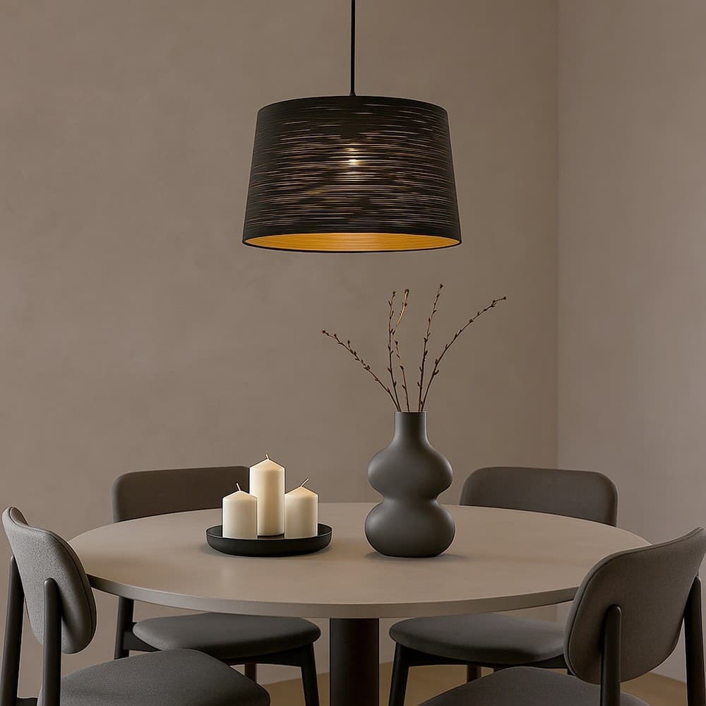 LAMPADARIO MINIMAL A SOSPENSIONE IN METALLO OPACO CON INTERNO RAMATO ATTACCO E27 IP20 A73 - 13
