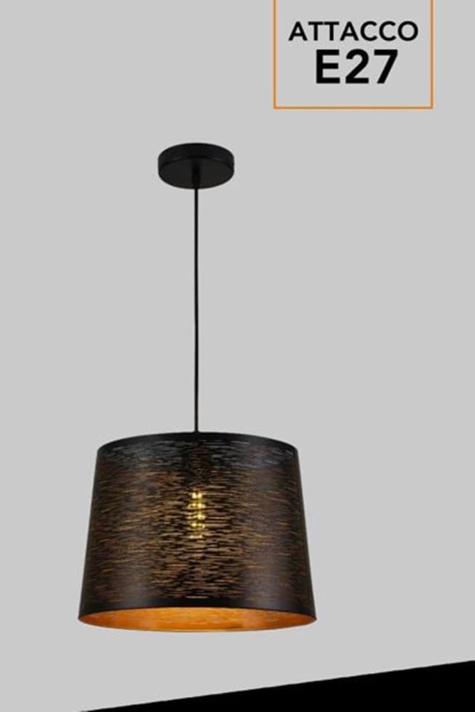 LAMPADARIO MINIMAL A SOSPENSIONE IN METALLO OPACO CON INTERNO RAMATO ATTACCO E27 IP20 A73 - 9