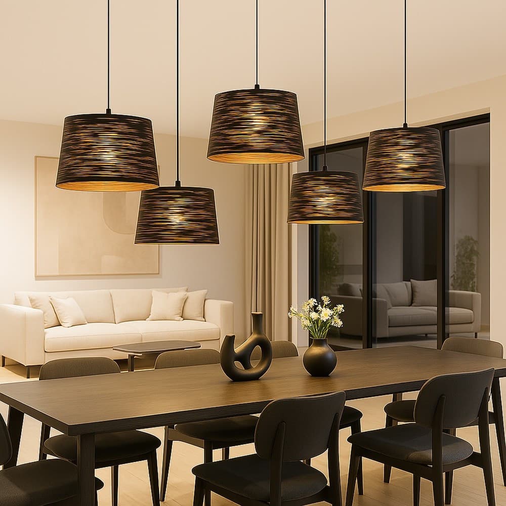 LAMPADARIO MINIMAL A SOSPENSIONE IN METALLO OPACO CON INTERNO RAMATO ATTACCO E27 IP20 A73 - 10