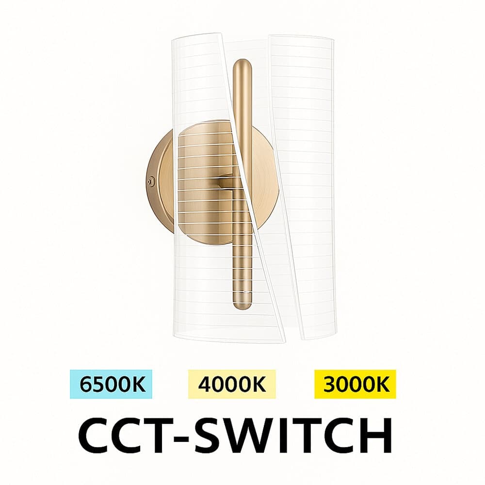 APPLIQUE LED MODERNO DA PARETE 6W IN METALLO DORATO ACRILICO TECNOLOGIA CCT SWITCH AQ32-3C - 6