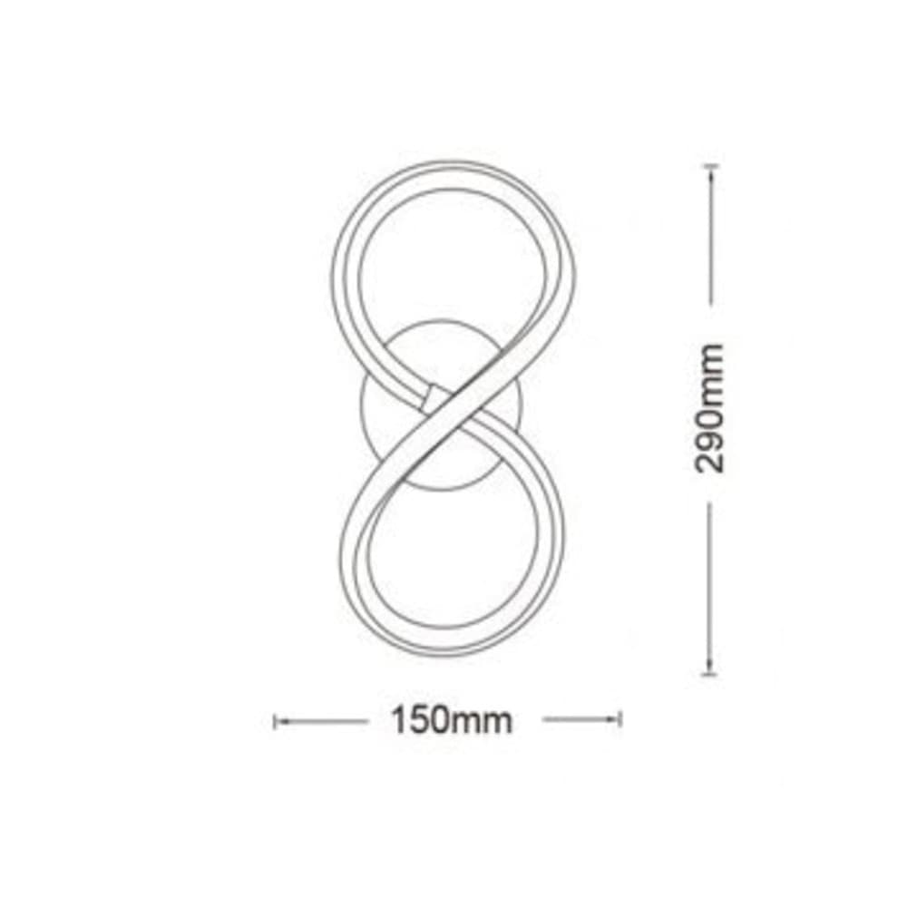 APPLIQUE A LED DA PARETE A FORMA DI INFINITO 10 W TECNOLOGIA CCT LAMPADA MURO AQ33-B3C - 9