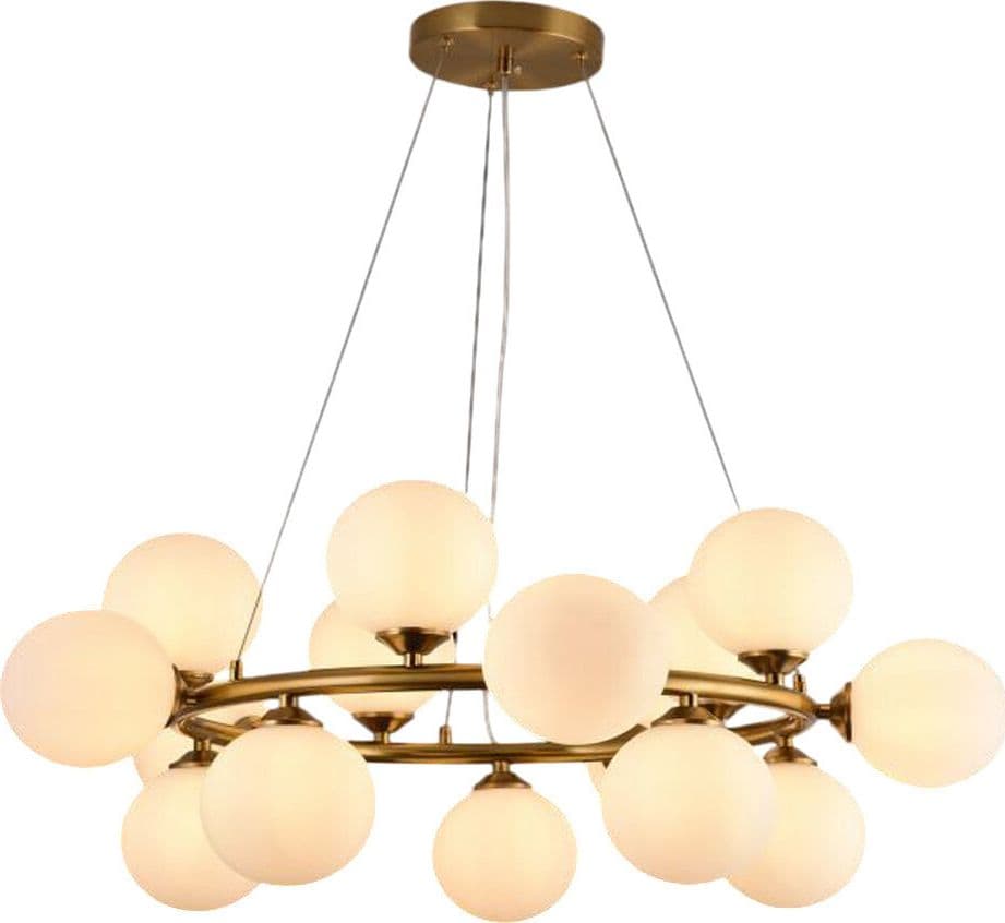 LAMPADARIO A SOSPENSIONE CONTEMPORANEO IN METALLO BRONZO CON 15 SFERE ATTACCO G9 B94 - 2