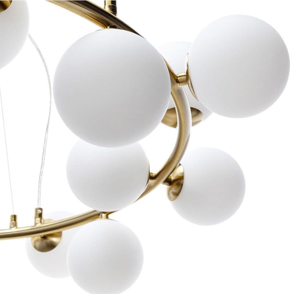 LAMPADARIO A SOSPENSIONE CONTEMPORANEO IN METALLO BRONZO CON 15 SFERE ATTACCO G9 B94 - 12