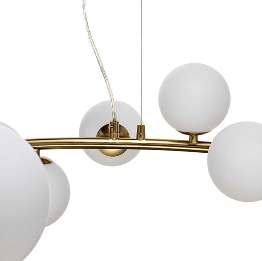 LAMPADARIO A SOSPENSIONE CONTEMPORANEO IN METALLO BRONZO CON 15 SFERE ATTACCO G9 B94 - 14