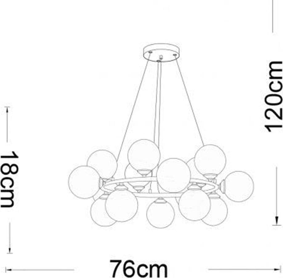 LAMPADARIO A SOSPENSIONE CONTEMPORANEO IN METALLO BRONZO CON 15 SFERE ATTACCO G9 B94 - 8