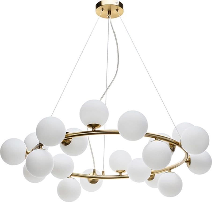 LAMPADARIO A SOSPENSIONE CONTEMPORANEO IN METALLO BRONZO CON 15 SFERE ATTACCO G9 B94 - 10