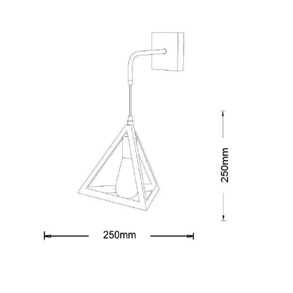APPLIQUE PARETE PENDENTE FORMA TRIANGOLARE 3D STILE MINIMAL PORTALAMPADA ATTACCO E27 AQ54 - 14