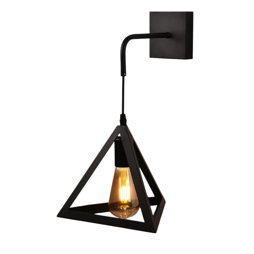 APPLIQUE PARETE PENDENTE FORMA TRIANGOLARE 3D STILE MINIMAL PORTALAMPADA ATTACCO E27 AQ54 - 8