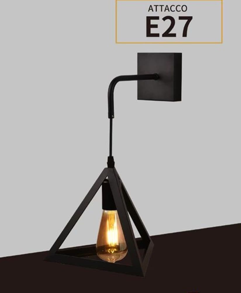 APPLIQUE PARETE PENDENTE FORMA TRIANGOLARE 3D STILE MINIMAL PORTALAMPADA ATTACCO E27 AQ54 - 9