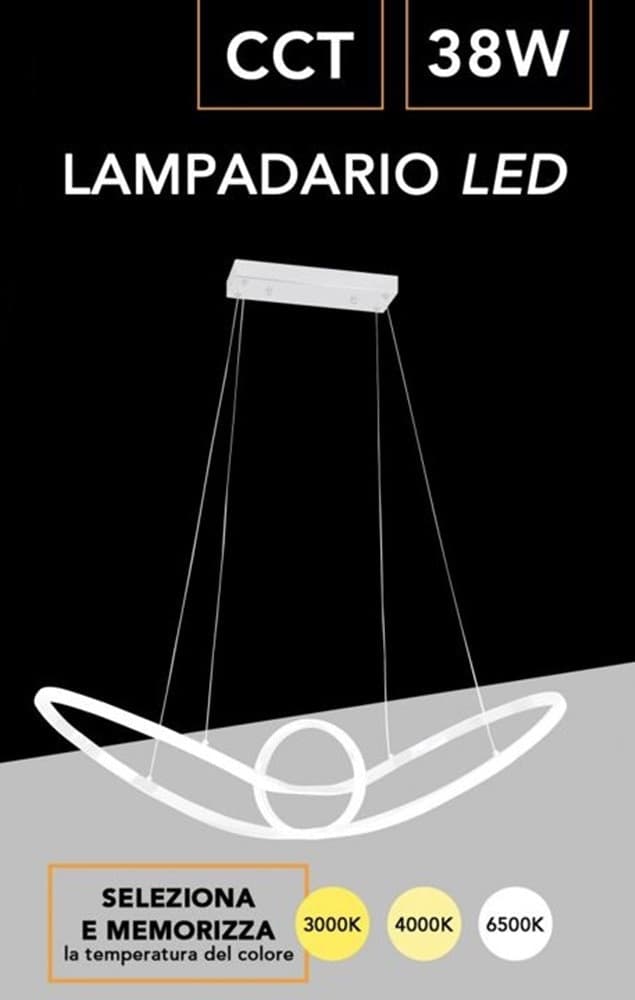 LAMPADARIO LED MODERNO FORMA FIOCCO 38 WATT TECNOLOGIA CCT 3 TEMPERATURE DI LUCE A07-3C - 9