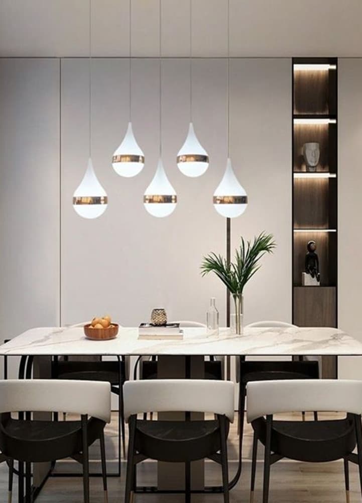 LAMPADARIO LED DA SOFFITTO MODERNO CON DESIGN A 5 GOCCE ORO 53W LUCE FREDDA 6500K LP-44OF - 2