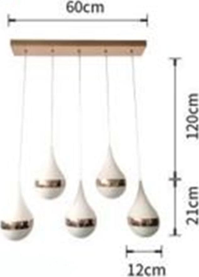 LAMPADARIO LED DA SOFFITTO MODERNO CON DESIGN A 5 GOCCE ORO 53W LUCE FREDDA 6500K LP-44OF - 3
