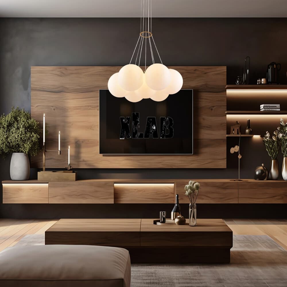 LAMPADARIO A SOSPENSIONE BRONZO LAMPADA MINIMAL DA SOFFITTO CON 7 SFERE ATTACCO G9 LP-84-7 - 5