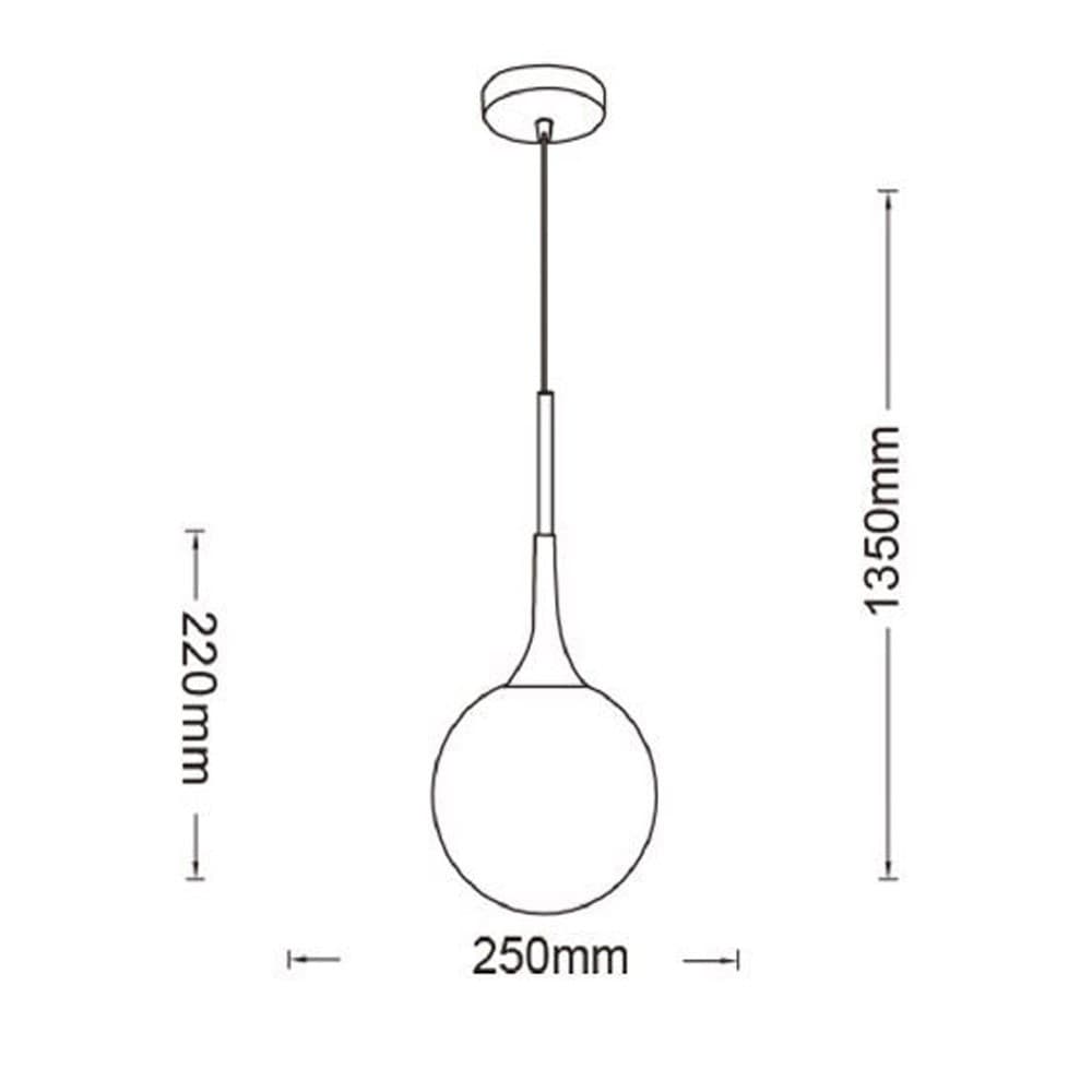 LAMPADARIO A SOSPENSIONE DECORATIVA IN METALLO CON SFERA IN VETRO ATTACCO E27 IP20 A72 - 18