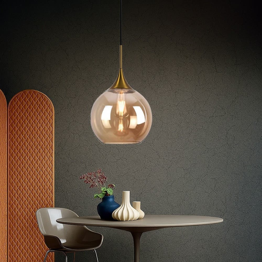 LAMPADARIO A SOSPENSIONE DECORATIVA IN METALLO CON SFERA IN VETRO ATTACCO E27 IP20 A72 - 11