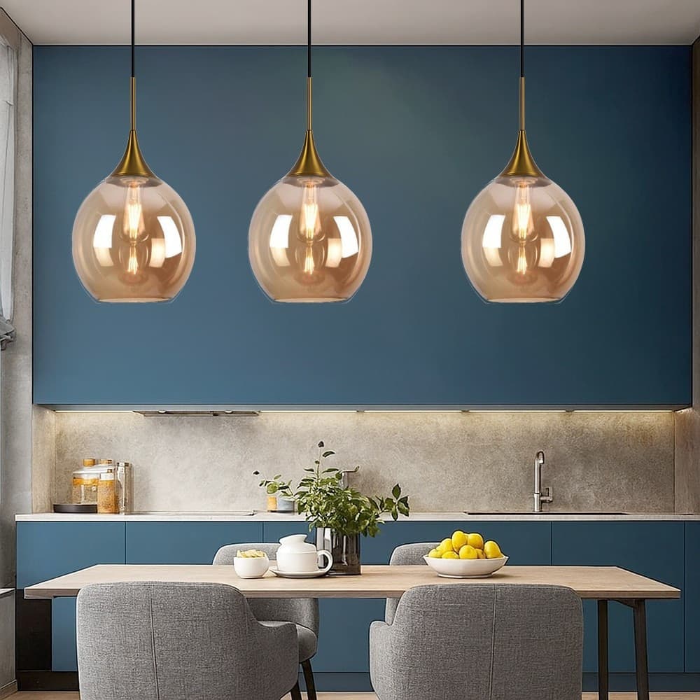 LAMPADARIO A SOSPENSIONE DECORATIVA IN METALLO CON SFERA IN VETRO ATTACCO E27 IP20 A72 - 12